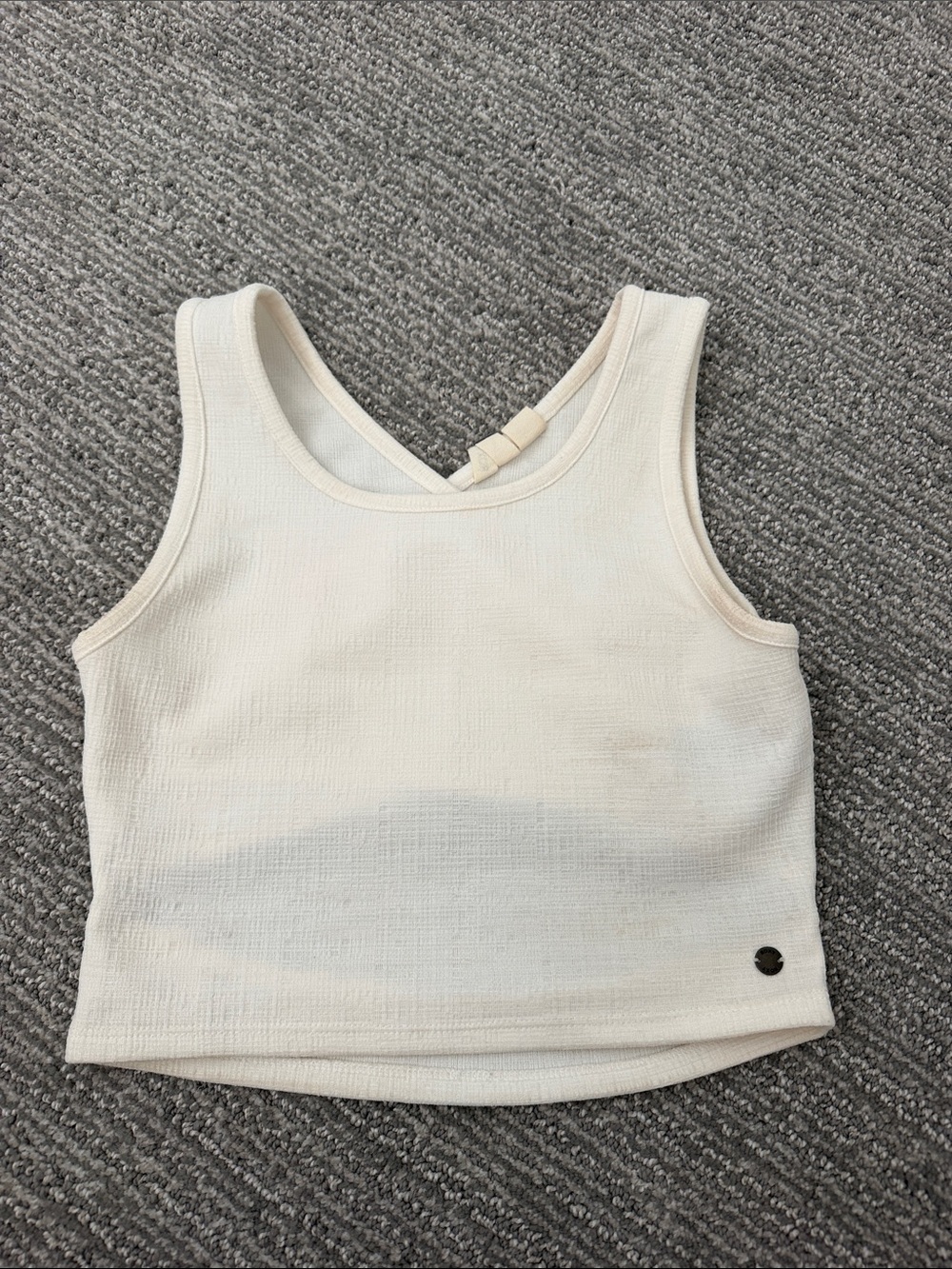 Roxy Cream Ribbed Cross-Back Crop Tank